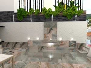 Mini piscinas con porcelánico efecto mármol-piedra azul