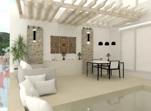 Mini piscinas con porcelánico efecto madera y cemento