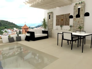 Mini piscinas con porcelánico efecto madera y cemento